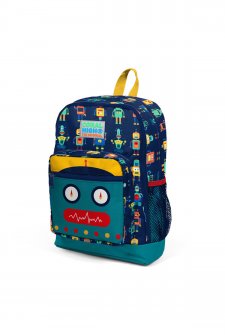 Coral High Kids Lacivert Çivit Robot Desenli Dört Bölmeli Okul Sırt Çantası 23472