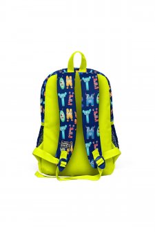 Coral High Kids Lacivert Neon Sarı Monster Desenli Dört Bölmeli Okul Sırt Çantası 23726