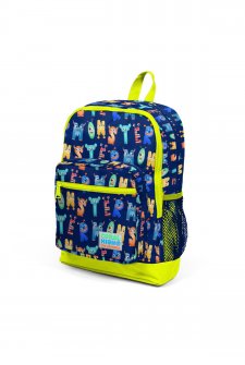Coral High Kids Lacivert Neon Sarı Monster Desenli Dört Bölmeli Okul Sırt Çantası 23726