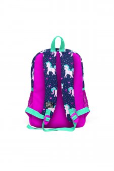 Coral High Kids Lacivert Pembe Unicorn Desenli Dört Bölmeli Okul Sırt Çantası 23467