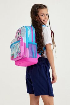Coral High Kids Mavi Neon Pembe Ünicorn Desenli Dört Bölmeli Okul Sırt Çantası 23711