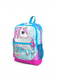 Coral High Kids Mavi Neon Pembe Ünicorn Desenli Dört Bölmeli Okul Sırt Çantası 23711