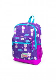 Coral High Kids Mor Pembe Kedi Desenli Dört Bölmeli Okul Sırt Çantası 23464