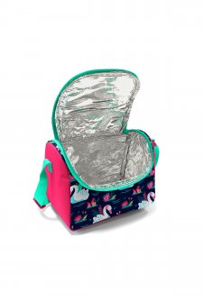 Coral High Kids Neon Mercan Lacivert Kuğu Desenli Thermo Beslenme Çantası 11819
