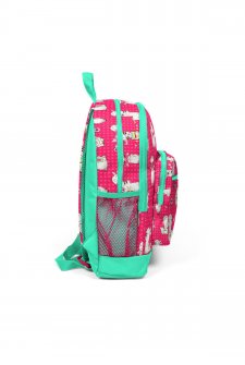 Coral High Kids Neon Mercan Su Yeşili Alpaka Desenli Dört Bölmeli Okul Sırt Çantası 23466