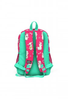Coral High Kids Neon Mercan Su Yeşili Alpaka Desenli Dört Bölmeli Okul Sırt Çantası 23466