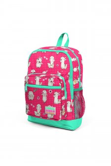 Coral High Kids Neon Mercan Su Yeşili Alpaka Desenli Dört Bölmeli Okul Sırt Çantası 23466