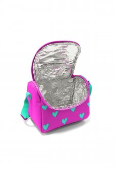 Coral High Kids Neon Pembe Su Yeşili Kalp Desenli Thermo Beslenme Çantası 11806