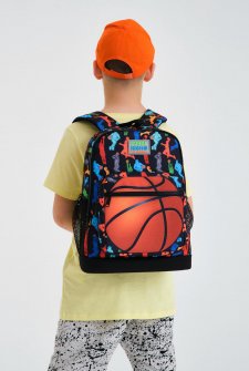Coral High Kids Siyah Basketbol Desenli Dört Bölmeli Okul Sırt Çantası 23471