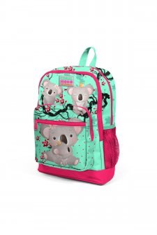 Coral High Kids Su Yeşili Neon Mercan Koala Desenli Dört Bölmeli Okul Sırt Çantası 23713