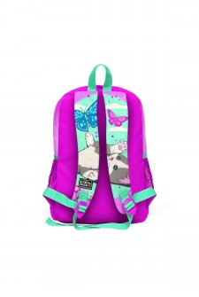 Coral High Kids Su Yeşili Pembe Kedi Desenli Dört Bölmeli Okul Sırt Çantası 23707