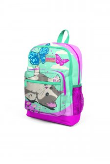 Coral High Kids Su Yeşili Pembe Kedi Desenli Dört Bölmeli Okul Sırt Çantası 23707