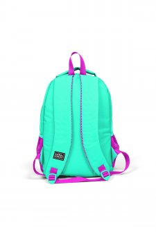 Coral High Kids Su Yeşili Pembe Simli Flamingo Desenli Üç Bölmeli Okul Sırt Çantası 14382