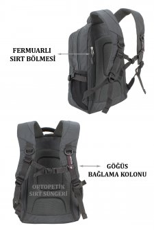 DC MEILUN Unisex Sırt Çantası Ortopedik Sırt Desteği Su Geçirmez Kumaş Antrasit