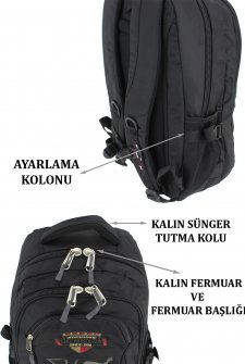 DC MEILUN Unisex Sırt Çantası Ortopedik Sırt Desteği Su Geçirmez Kumaş Siyah