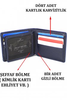 Case Club Hakiki Deri Erkek Cüzdanı Kartlık Bölmeli Lacivert