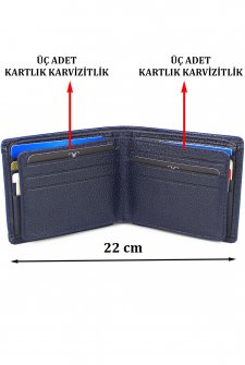 Case Club Hakiki Deri Erkek Cüzdanı Kartlık Bölmeli Lacivert