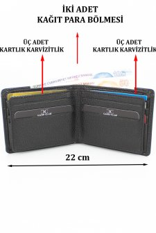 Case Club Hakiki Deri Erkek Cüzdanı Kartlık Bölmeli Siyah