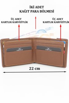 Case Club Hakiki Deri Erkek Cüzdanı Kartlık Bölmeli Taba