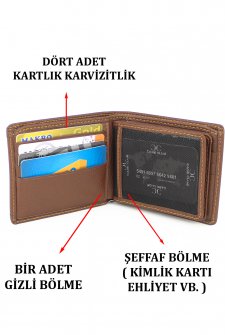 Case Club Hakiki Deri Erkek Cüzdanı Kartlık Bölmeli Taba