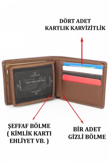 Case Club Hakiki Deri Erkek Cüzdanı Kartlık Bölmeli Taba