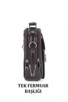 Kasalı Erkek El ve Omuz Çantası Farklı Boylarda Kahverengi