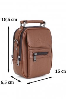 Kasalı Erkek El ve Omuz Çantası Farklı Boylarda Taba