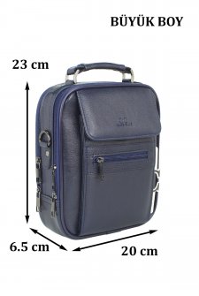 Kasalı Erkek Omuz ve El Çantası Metal Gövde Omuz Askılı Su Geçirmez Lacivert