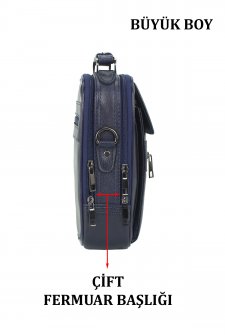 Kasalı Erkek Omuz ve El Çantası Metal Gövde Omuz Askılı Su Geçirmez Lacivert