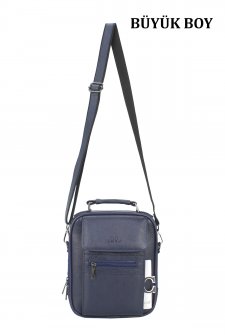Kasalı Erkek Omuz ve El Çantası Metal Gövde Omuz Askılı Su Geçirmez Lacivert