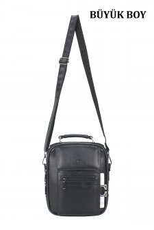 Kasalı Erkek Omuz ve El Çantası Metal Gövde Omuz Askılı Su Geçirmez Siyah