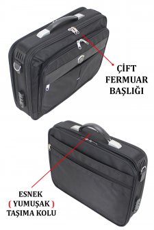 Kasalı Laptop Evrak Çantası 15,6 inç  Kilit Mekanizmalı  Siyah