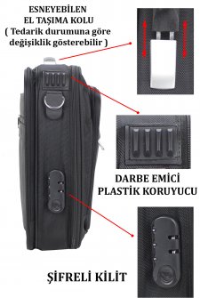 Kasalı Laptop Evrak Çantası 15,6 inç  Kilit Mekanizmalı  Siyah