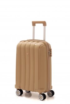 Mçs V305 Kırılmaz PoliPropilen Kabin Boy Valiz Şampanya