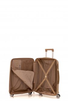 Mçs V305 Kırılmaz PoliPropilen Kabin Boy Valiz Şampanya