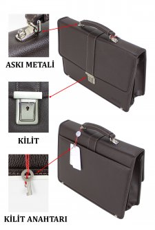 Unisex Evrak Çantası Omuz Askılı A4 Kağıt Uyumlu Kahverengi