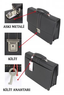 Unisex Evrak Çantası Omuz Askılı A4 Kağıt Uyumlu Siyah