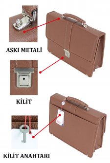 Unisex Evrak Çantası Omuz Askılı A4 Kağıt Uyumlu Taba