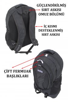 Yarım Dağcı Unisex Sırt Çantası 17,3 Laptop Bölmeli 30-35 Litre Siyah-Beyaz