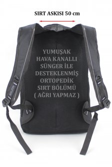 Yarım Dağcı Unisex Sırt Çantası 17,3 Laptop Bölmeli 30-35 Litre Siyah-Beyaz