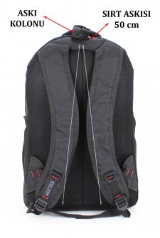 Yarım Dağcı Unisex Sırt Çantası 17,3 Laptop Bölmeli 30-35 Litre Siyah-Kırmızı