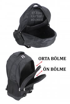 Yarım Dağcı Unisex Sırt Çantası 17,3 Laptop Bölmeli 30-35 Litre Siyah-Kırmızı