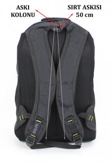 Yarım Dağcı Unisex Sırt Çantası 17,3 Laptop Bölmeli 30-35 Litre Siyah-Yeşil