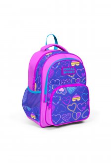 Coral High Kids Açık Pembe Lavanta Kalp Desenli Üç Bölmeli Okul Sırt Çantası 23401