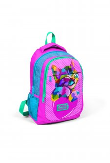 Coral High Kids Pembe Mavi Simli Kedi Desenli Üç Bölmeli Okul Sırt Çantası 14387