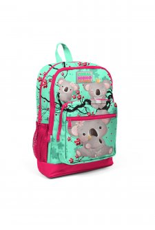 Coral High Kids Su Yeşili Neon Mercan Koala Desenli Dört Bölmeli Okul Sırt Çantası 23713